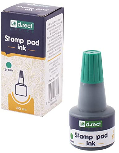 D.RECT - Stempelfarbe | zum Nachfüllen | für alle Gängigen Stempelkissen | Wasserbasierende | Grün | 30ml - 12 Stück
