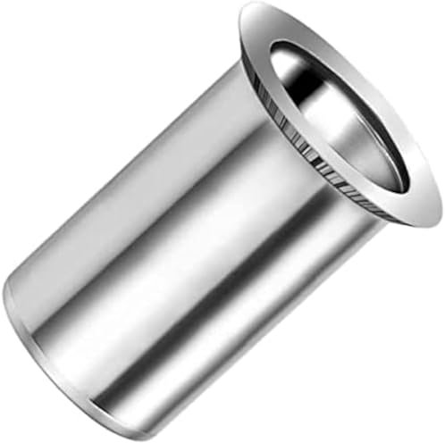 M8 Tuercas de remache ciego, cabeza avellanada, cuerpo redondo, extremo abierto, inserto roscado de 8mm remacha de acero zincado, inserto para acero, aleación, cobre, plástico y compuesto (5 uds.)