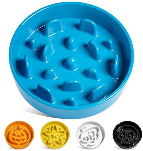 LE TAUCI Ciotole in ceramica per cani di piccola taglia, per mangiatori veloci, ciotola puzzle per cani e gatti di piccola taglia, blu vortice, S-350 ml