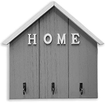 Echehi Dekorativer Schlüsselhalter für die Wand, selbstklebend oder bohrend, 3-Wege-Installation, Schlüsselbrett, Schlüsselhalter für das Haus.Grau