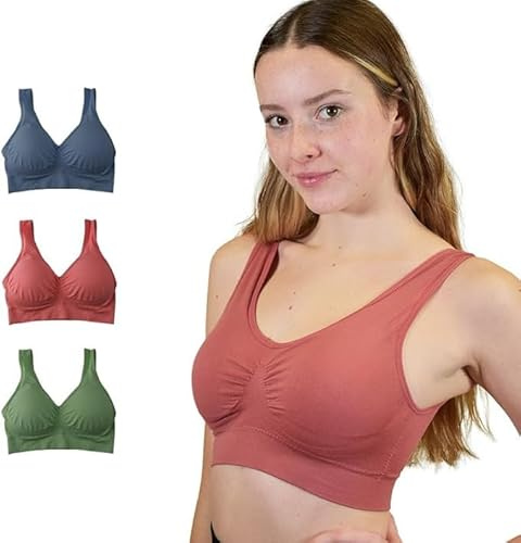 Klosis - Reggiseni Comodi Senza Fili, vestibilità Perfetta, Supporto al Seno e Cuscinetti Rimovibili, Senza Cuciture, Versatili e Ideali per Lo Sport, la Gravidanza e L'Allattamento, Set da 3,Fino 5XL