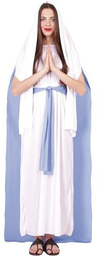 GUIRMA | Disfraz Virgen María Adulta - Túnica, Capa, Cinturón y Tocado - Disfraces Religiosos y Navideños para Navidad, Año Nuevo y Fiestas de Disfraces - Ideal para Mujeres