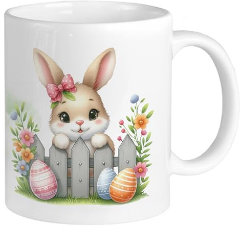 GRAZDesign Personalisierte Ostertasse mit Name und Osterhase, Geschenk Ostern für Jungen und Mädchen, Kindertasse Keramik 330ml