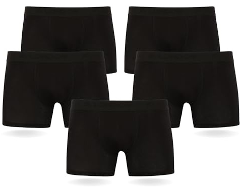 FM London Confezione da 5, Boxer da Uomo con Tecnologia HyFresh di Protezione dagli odori, Biancheria Intima da Uomo Traspirante Adatta a Tutte Le Occasioni, Nero, M