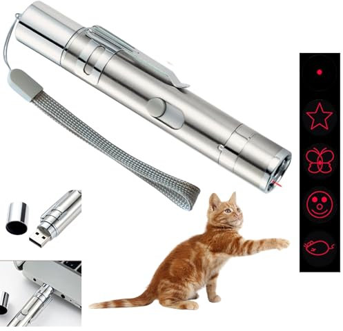 EASERIA LED Pointer für Katzen Spielzeug, Interaktives katzenspielzeug, Katze Hund Kitten Licht Spielzeug, für Haustiere Trainingsgerät, 5 Muster & 7 in1, Wiederaufladbar über USB