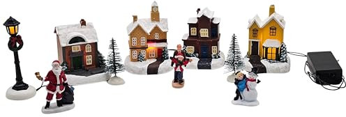Bambelaa! Weihnachtsstadt 10 TLG. Winterdorf Weihnachtsdorf Weihnachtsszene Weihnachten LED Beleuchtet Warmweiß Innen