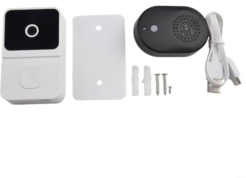 Interphone sans fil intelligent WiFi vidéo sonnette téléphone porte pour caméra de sécurité Ring Sonnette filaire pour moniteur d'entrée sans fil intelligent (blanc)