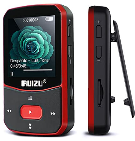 64GB Clip Reproductor MP3 Deportivo Bluetooth 5.3,HiFi MP3 Player Portátil sin Pérdida, Radio FM, Podómetro Inteligente, Grabaciones, con botón de Volumen Independiente, Soporta hasta 128 GB