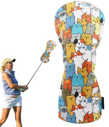 Housses de Club de Golf Amusantes pour Clubs de Golf, Couvre-tête de Chat en Tissu PU, Accessoires de Golf pour Hommes et Femmes