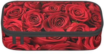 Evengigy Red Rose Print Pencil Case Pencil Bag Pouch,Portable Desigh,Women Travel Makeup Bag, Purse