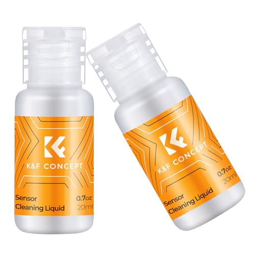 K&F CONCEPT 20ml × 2 Detergente per Sensori Fotocamera, Soluzione di Pulizia CMOS Professionale e Sicura per Lenti Trattate, Telescopi, Fotocamere, Occhiali, Pulizia Elettronica