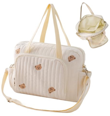 Generico Borsa Per Pannolini | Organizzatore Spazioso e Portatile - Borsa Maternità Da Viaggio Con Orso Dei Cartoni Animati - Per Salviette Umide Vestiti Mamma Papà Donne Genitori Ospedale Parto