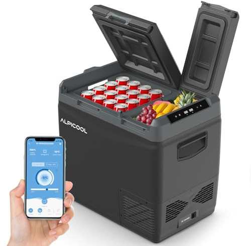 Alpicool KLS58 Réfrigérateur de Voiture 47L avec APP,Dual Zone Glacière à Compression 2026,12V/24V DC 100-240V AC,Frigo Voiture pour Camion,Camping,-20℃-20℃,Plateau à Glaçons Offert,Noire