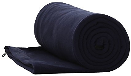 E-Onfoot Warm Cozy Microfiber Fleece Zippered Sleeping Bag Liners (Navy Blue)