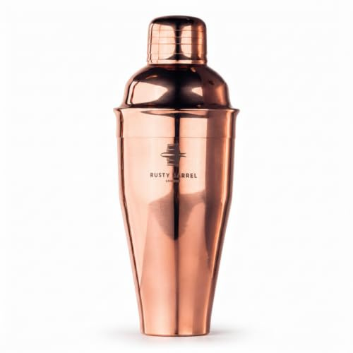 Rusty Barrel Park Lane Copper Cocktail Shaker - Large 750ml Manhattan Style Stainless Steel Shaker - Presented in a Gift Tube (UK Brand)
