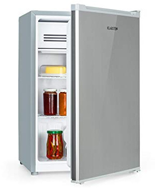 KLARSTEIN Delaware nevera - 76 litros de capacidad, eficiencie energética de clase E, 2 baldas, congelador de 4 litros, compartimento para botellas de hasta 2 litros, plateado/gris