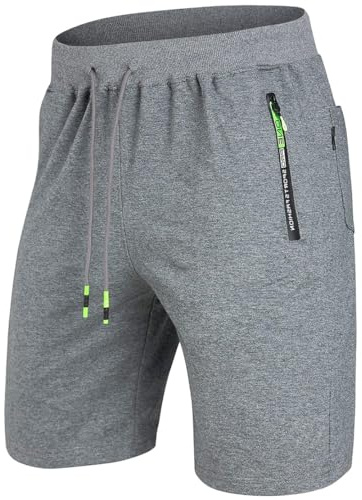 ZOXOZ Herrshorts Sommar Korta Byxor Elastisk Midja bälte Bomull med Dragkedja Fickor träningsshorts