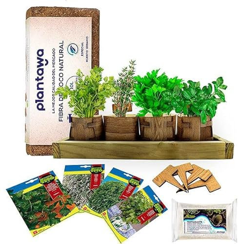 PLANTAWA Kit de Cultivo Growbag, Kit Completo para Cultivar Hierbas Aromáticas y Culinarias, Semillas Huerto Urbano para Casa Jardín Decoración Plantas Ecológicas Interior y Exterior