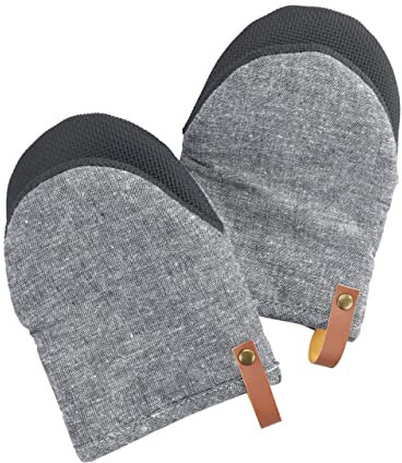 WENKO Topfhandschuhe Ada Mini, 1 Paar Kochhandschuhe mit Handflächen aus Neopren für einen sicheren Umgang mit heißen Backblechen, Formen und Töpfen, waschbar, (BxHxT): 14 x 19, 5 cm, Grau/Schwarz