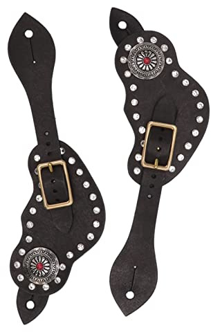 CHICIRIS Spur Strap, 1 Paire de Sangles de Botte de Cowboy en Cuir Vintage avec pour L'entraînement des Chevaux équestres, 9,8 Pouces, Noir