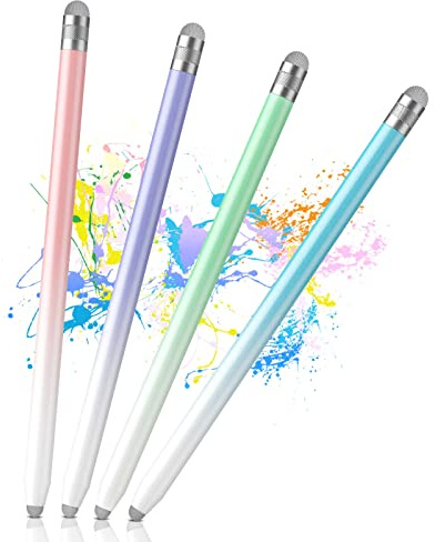 Stylus Pens for Touch Screens, 4PCS Stylus Pen for iPad with Precision Double Fiber Tips, Compatible with Apple iPad/iPhone/Android/Tablets and Other Capacitive Touch Screens