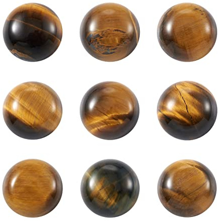 Crafans 50Pcs 6mm Half Round Gemstone Cabochons Natural Tiger Eye Flat Back Stone Cabochons Domes No Hole Healing Power Stone Chakra Crystal Beads for Jewelry Making