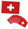 YAAVAAW 10 pièces Mini Drapeau à La Main de Suisse,Petit Drapeaux Suisse Personnalisable Mat,avec Tiges en Plastique,pour Oktoberfest Événements Sportifs,Décoratifs d'extérieur,Fête