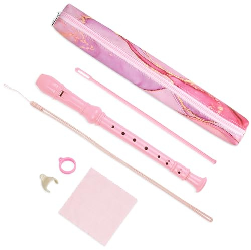 Czzmy Flauto dolce per bambini principianti soprano impugnatura tedesca, flauto a 8 fori per adulti (inchiostro rosa Splash)