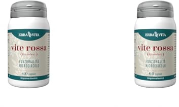 ERBA VITA Integratore Alimentare di Vite rossa - 60 Capsule - Utile al microcircolo, in particolare sostiene gli arti inferiori (Confezione da 2)