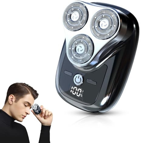 Mini Rasierer Herren Elektrisch, Tragbar Mini Elektrorasierer Herren LCD-Display USB Wiederaufladbare Nass Dry Rasierer, Rotationsrasierer Rasierer für Zuhause Auto Reisen