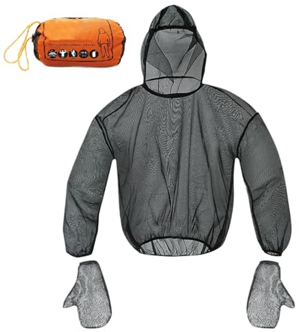 Combinaison filet anti-mouches – Vêtement portable en maille respirante avec capuche et gants | Veste anti-mouches pour la randonnée et la pêche | Protection extérieure légère, équipement de camping
