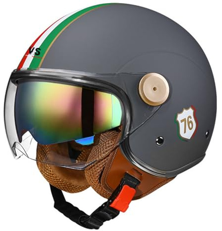 Motorradhelm Mit Visier | Roller Helm Mit Sonnenblende | Jethelm Mit Doppelvisier | ECE 22.06 Zertifiziert | Viele Farben Erhältlich | Scooter-Helm Moped Mofa-Helm I,XL=(61-62CM)