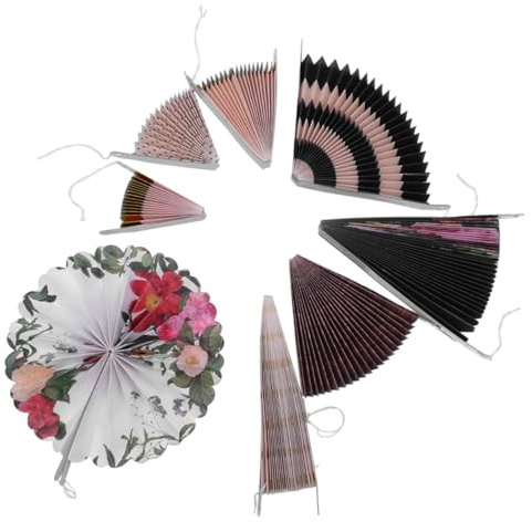 SMASOLO 8piezas Abanicos De Papel Chino Decorativos para Fiestas y Festivales Kit DIY para Colgar Fondo Fotográfico y Ambientación Temática