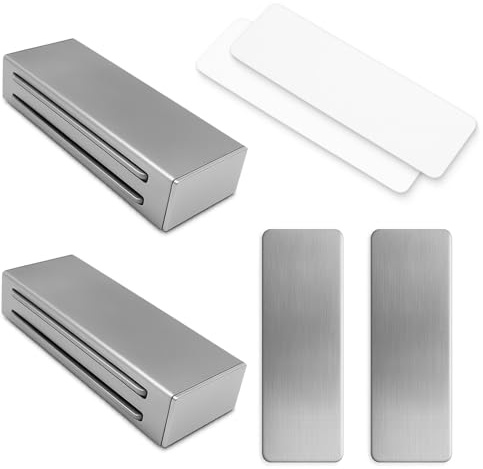 Calamita Port Chiusura Magnetica Auto-adesiva per Porte e Mobili – 2 Calamite Potenti per Ante, Cassetti e Armadi, Facile Installazione Senza Viti, Acciaio Inox, Magneti Porta Forte 12 kg