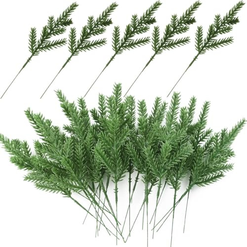 HNNFMY Artificial Pine Branches 50PCS Fake Greenery Plants Pine Sprigs-Faux Greenery Leaves Picks for DIY Garland Crafts Christmas Embellishing Christmas Tree Decoration