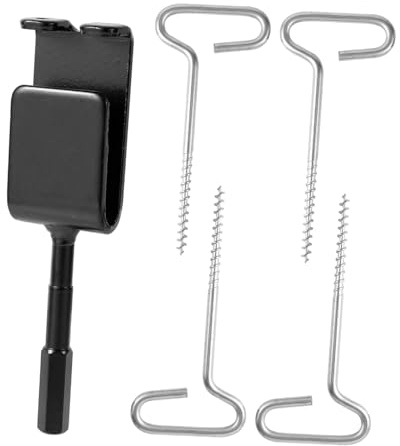 harayaa Lot de 4 Ancres de Tente de Pêche sur Glace, Piquets, Clous à Visser, Réutilisables, Portables, Robustes, avec Adaptateur de Perceuse, L