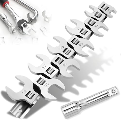 Vulevirtue Jeu de 10 CléS à Fourche MéTriques à Prise de 10-19 mm,Ensemble de Clé à Fourche à Emmancher MéTrique,Clé Plate Ultra Fines avec Organiseur à Clipser,pour RéParations Automobiles