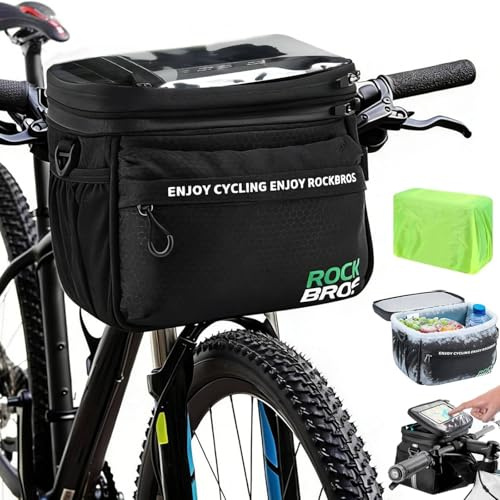 Nastopee Borsa da Manubrio per Bicicletta, 3 in 1 con Tracolla Regolabile, Touchscreen, Copertura Antipioggia, Impermeabile e Isolata, per Cellulare, Adatta per Bici e E-Bike