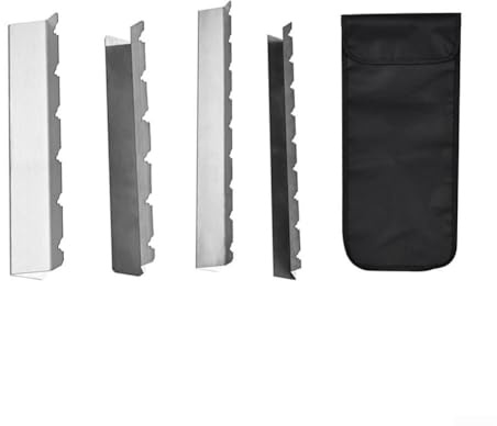 Lot de 4 supports de brochettes de barbecue en acier inoxydable avec sac de rangement – Support pour brochettes plates – Accessoire de barbecue au charbon de bois et gaz Argenté