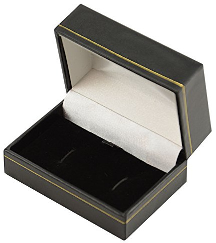 Hochwertige schwarze klassische Kunstleder-Manschettenknopf-Box