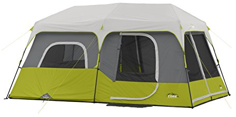 CORE 9 Person Instant Cabin Tent | Large Multi Room Family Pop Up Tent for 2 Minute Camp Setup | Included Storage Pockets for Camping Accessories