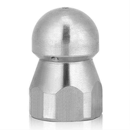 Boquilla de limpieza de drenaje de acero inoxidable, boquilla de chorro de alta presión de 3/8 pulgadas, manguera de drenaje de alcantarillado, color plateado