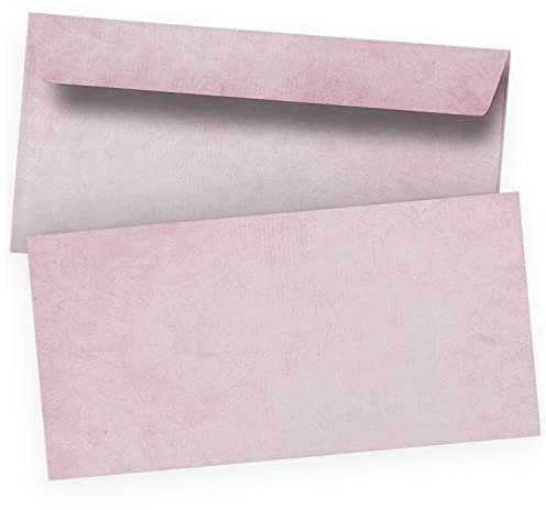 50 Briefumschläge Vintage Alt Rosa DIN LANG ohne Fenster hell-rosa edel selbstklebend