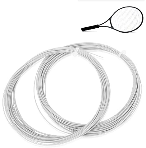 Cuerda de Raqueta de bádminton, 2 Piezas 10m de Alta flexibilidad Línea de Cuerda de bádminton Raqueta de Entrenamiento Líneas de Raqueta Accesorio de reparación de bádminton(Blanco)