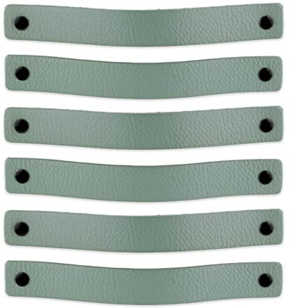 Brute Strength - Ledergriffe für Möbel - Blassgrün - 6 Stück - 20 x 2,5 cm - Schrankgriff, Türgriff für Küche, Bad, Schränke, Kommode, Holz