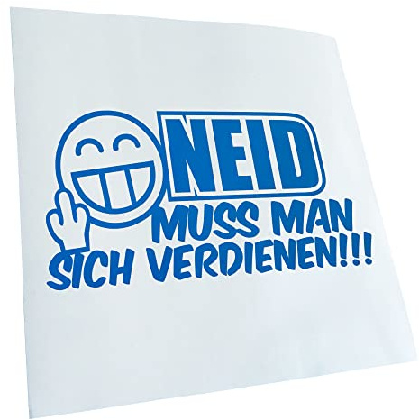 Kiwistar - Autocollant - humoristique « Neid muss Man Sich vermous » - 20 x 10 cm - bleu - G10 - Pour voitures, vélos, véhicules, motos, cyclomoteurs, tuning, vitres arrière