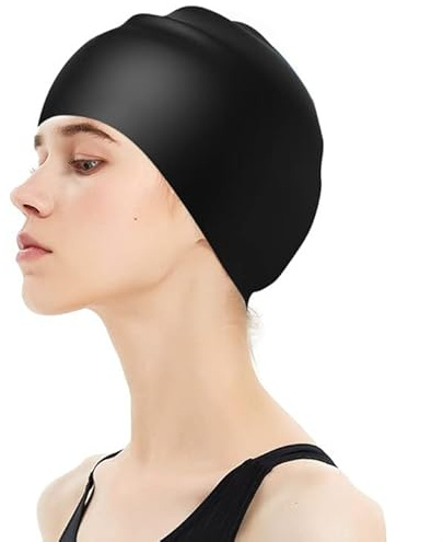Silicone Swimming Cap for Women Men Durable and Odour Free Swim Hat 3D Ergonomic Design Anti-Slip Waterproof Elastic Swim Cap for Long Hair Adults Kids Bathing Swimming