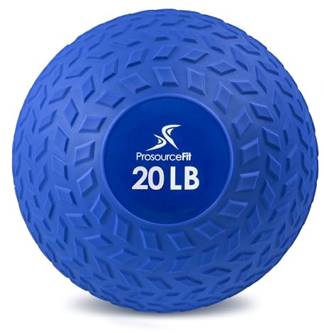 ProsourceFit Slam Medicine Ball, Tread Textured Grip Dead Weight Balls for Strength and Conditioning Exercises, Cardio and Core Workouts, 20lb, Blue