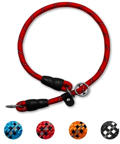 LOS ANDES Justerbar och hållbar hundchokepshalsband anti-dragkraft för små medelstora stora hundar röd bredd: 1,2 cm, längd: 65 cm