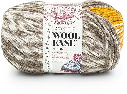Lion Brand Yarn Wool Ease Fair Isle, Yarn for Knitting, Golden/Taupe, 1 Pack